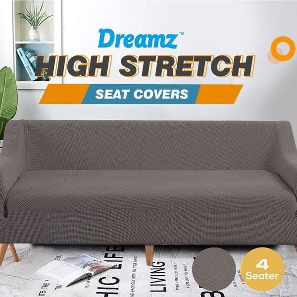 DreamZ Couch Stretch Sofa Lounge Cover Protector Slipcover 4 Seater Chocolate Deals499