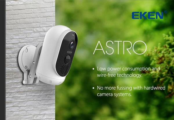 EKEN AStro 1080p Battery Camera with Solar Panel IP65 WIFI Weatherproof Motion Detection Wireless IP Security Camera Deals499