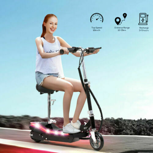 Monvelo Folding Electric Scooter LED Portable Commuter Adults Kids e-Bike Blue Deals499