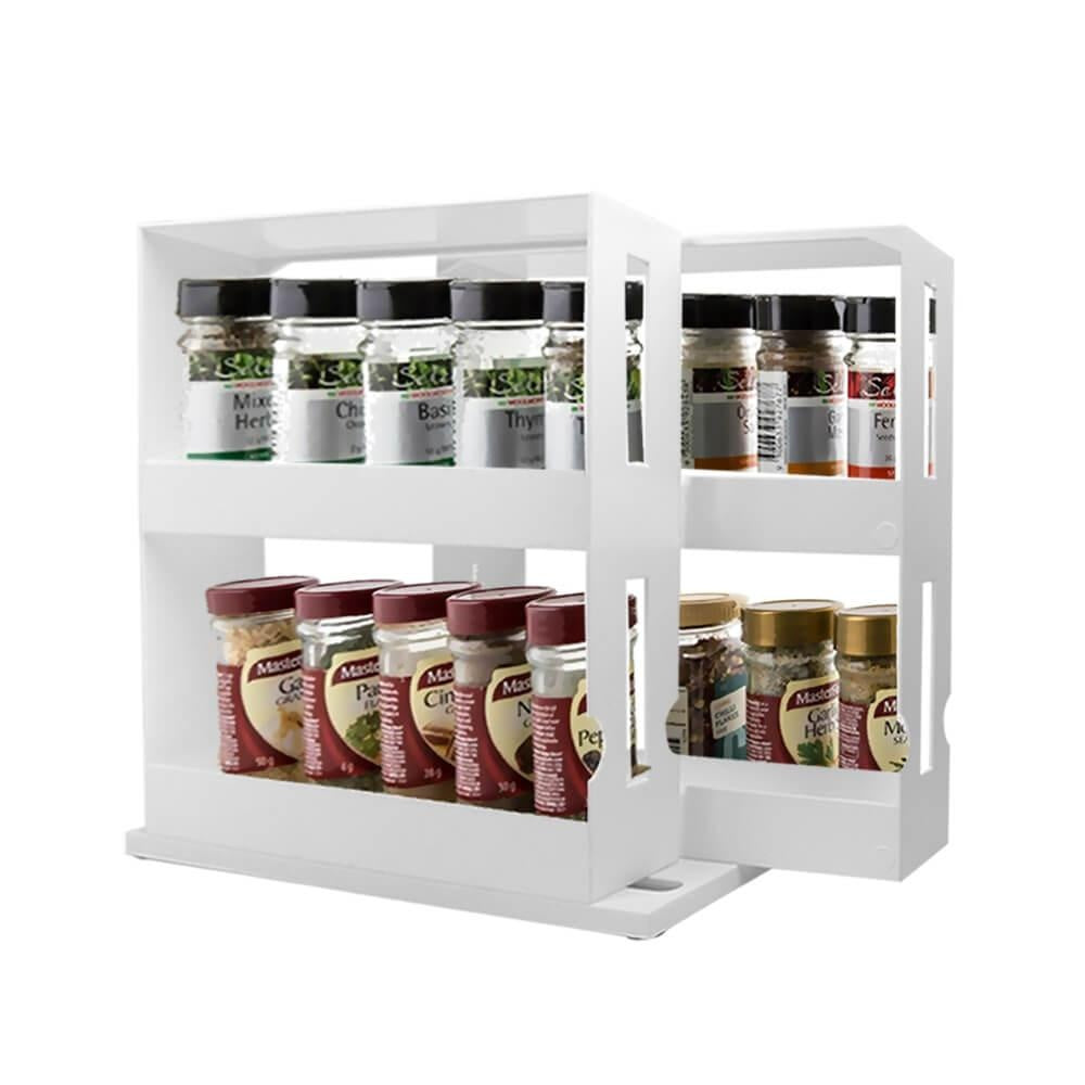 Rack Storage Slide Cabinet Organiser Pantry Kitchen Shelf Spice Jars Can Holder Deals499