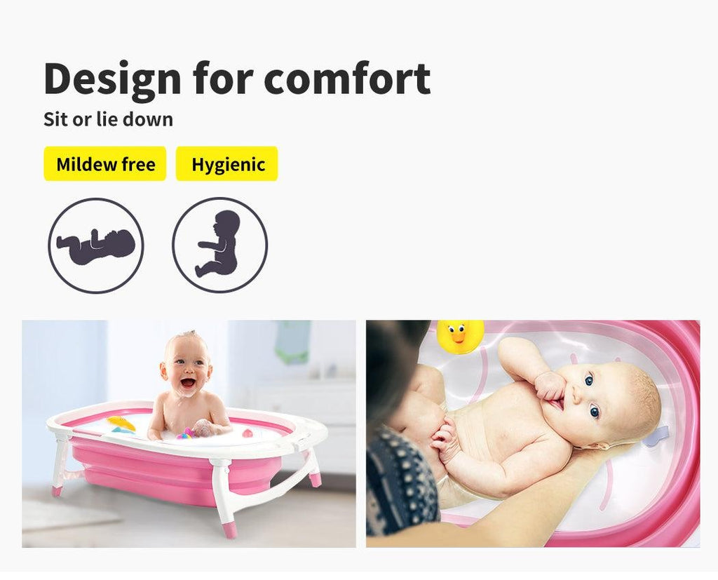 Baby Bath Tub Infant Toddlers Foldable Bathtub Folding Safety Bathing ShowerPink Deals499
