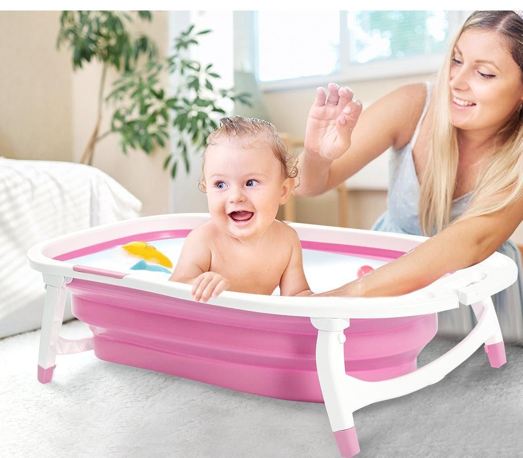 Baby Bath Tub Infant Toddlers Foldable Bathtub Folding Safety Bathing ShowerPink Deals499