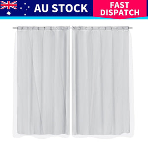 2x Blockout Curtains Panels 3 Layers with Gauze Room Darkening 180x213cm Grey Deals499
