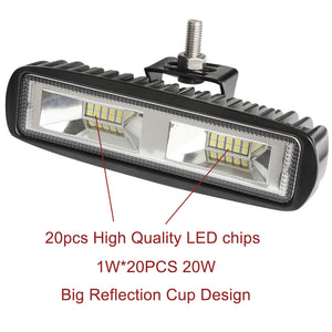 Pair 6inch 20w LED Work Driving Light Bar Ultra Flood Beam Lamp Reverse Offroad Deals499