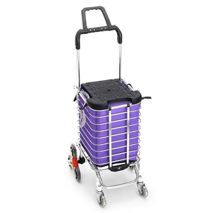 Foldable Shopping Cart Trolley Stainless Steel Basket Luggage Grocery Portable Deals499