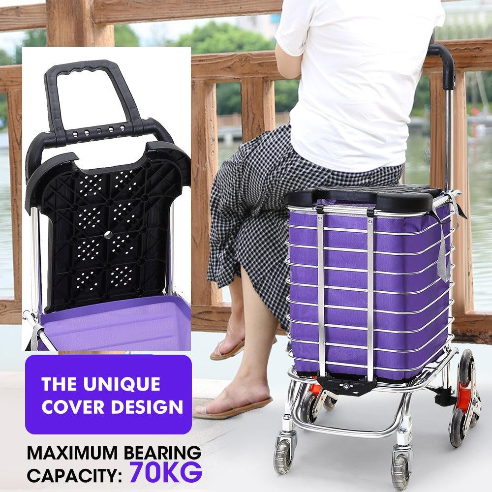 Foldable Shopping Cart Trolley Stainless Steel Basket Luggage Grocery Portable Deals499