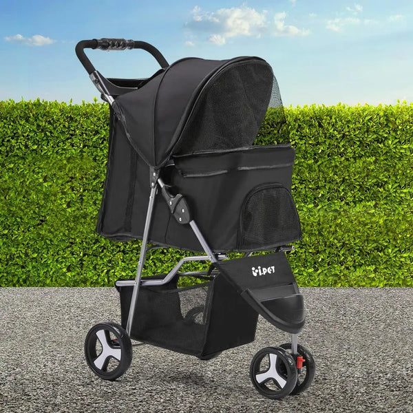 i.Pet 3 Wheel Pet Stroller - Black Deals499