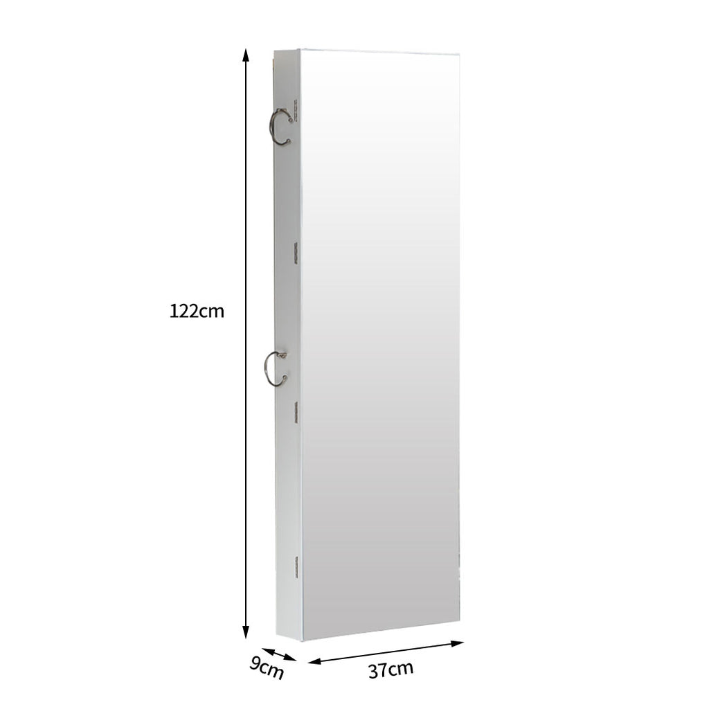 Levede Wall Mounted or Hang Over Mirror Jewellery Cabinet with LED Light White Deals499