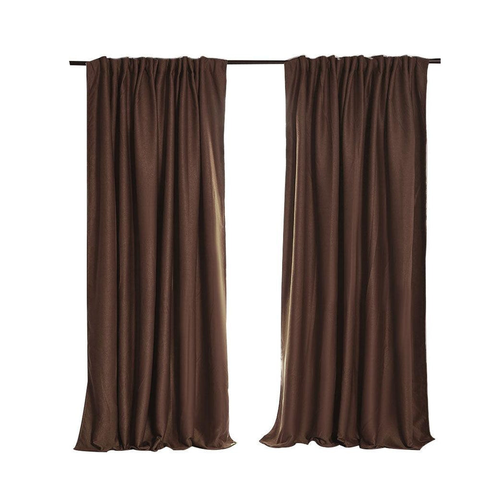 2X Blockout Curtains Curtain Blackout Bedroom 132cm x 213cm Stone Deals499