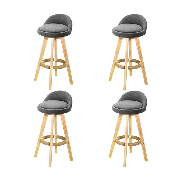 4x Levede Fabric Swivel Bar Stool Kitchen Stool Dining Chair Barstools Grey Deals499