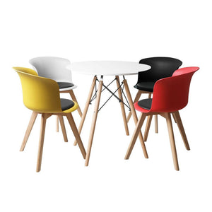 Office Meeting Table Chair Set 4 PU Leather Seat Dining Tables Chair Round Desk Type 5 Deals499