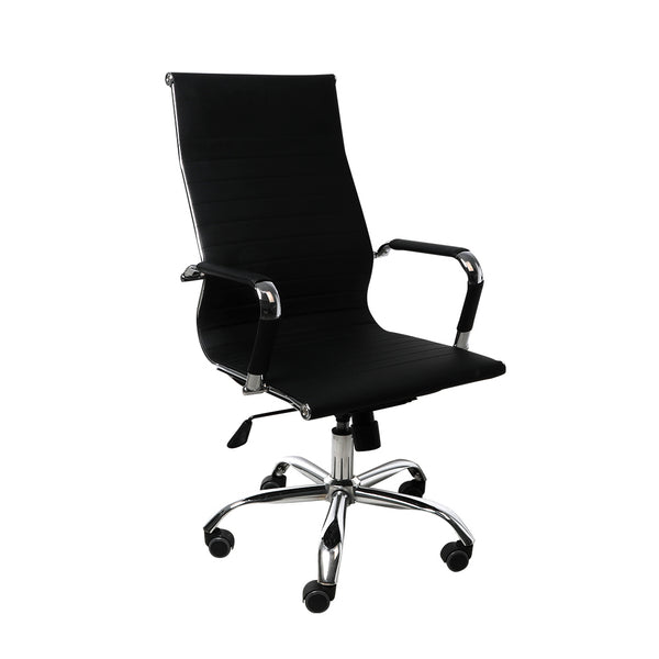 Office Chair Gaming Chair Home Work Study PU Mat Seat High-Back Computer Black Deals499