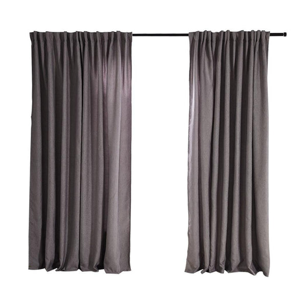 2X Blockout Curtains Curtain Living Room Window Grey 132CM x 213CM Deals499