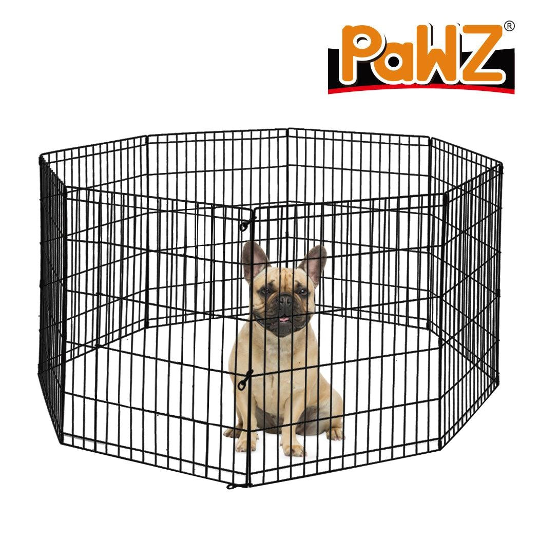 PaWz Pet Dog Playpen Puppy Exercise 8 Panel Fence Black Extension No Door 36