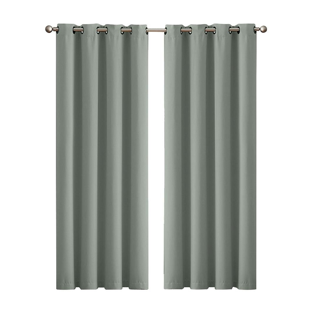 2x Blockout Curtains Panels 3 Layers Eyelet Room Darkening 140x230cm Grey Deals499