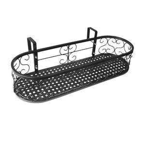 Plant Holder Plant Stand Hanging Flower Pot Basket Garden Wall Rack Shelf Oval Black Deals499