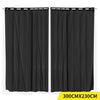 2x Blockout Curtains Panels 3 Layers with Gauze Room Darkening 300x230cm Black Deals499