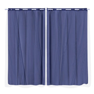 2x Blockout Curtains Panels 3 Layers with Gauze Room Darkening 180x213cm Navy Deals499