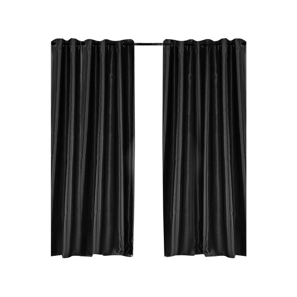 2X Blockout Curtains Blackout Curtain Bedroom Window Eyelet Black 140CM x 230CM Deals499