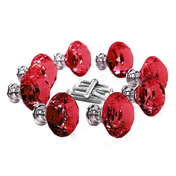 10 Pcs 30mm Red Diamond Shape Glass Door Knob Drawer Cabinet Handle Deals499