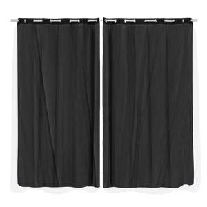 2x Blockout Curtains Panels 3 Layers with Gauze Room Darkening 180x230cm Black Deals499