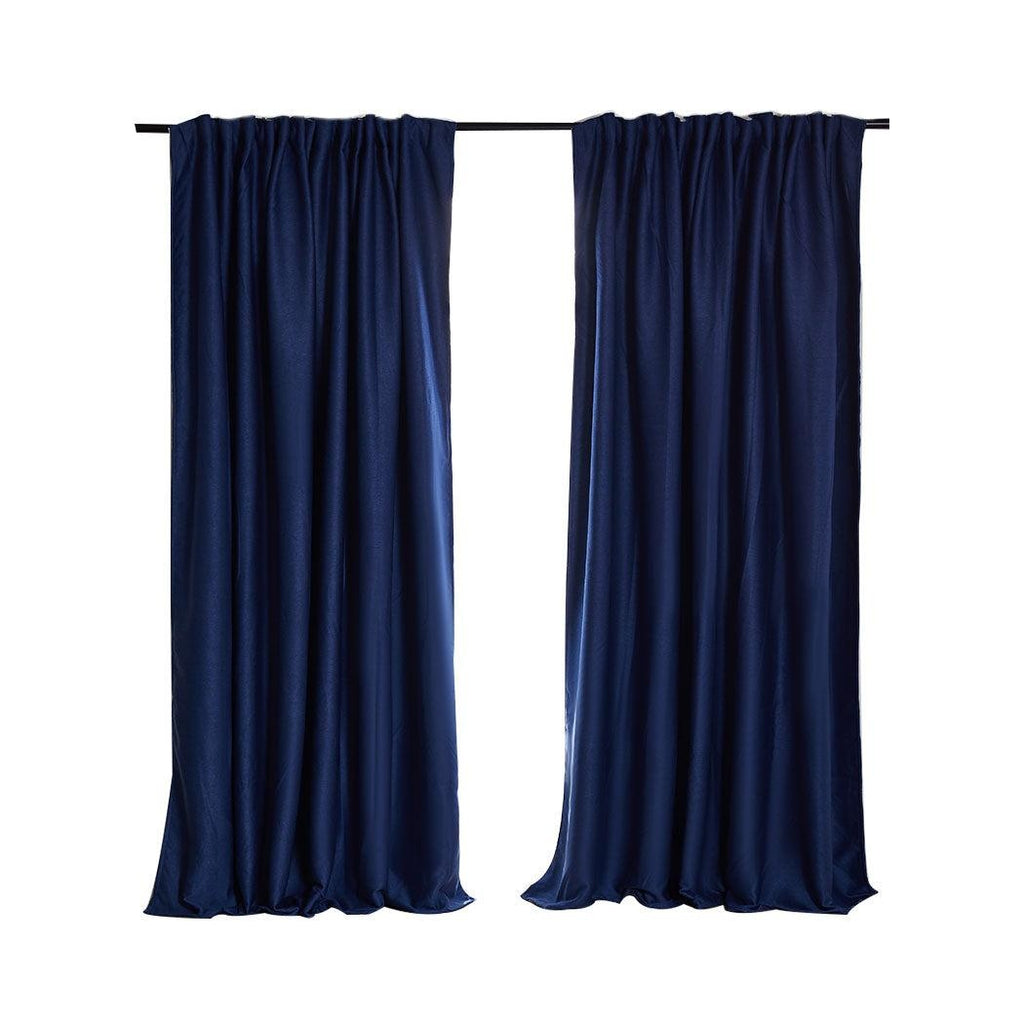 2X Blockout Curtains Curtain Blackout Bedroom 180cm x 230cm Navy Deals499