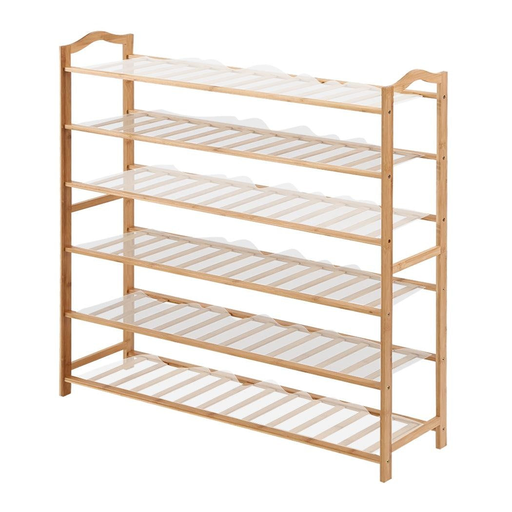 Levede Bamboo Shoe Rack Storage Wooden Organizer Shelf Stand 6 Tiers Layers 90cm Deals499