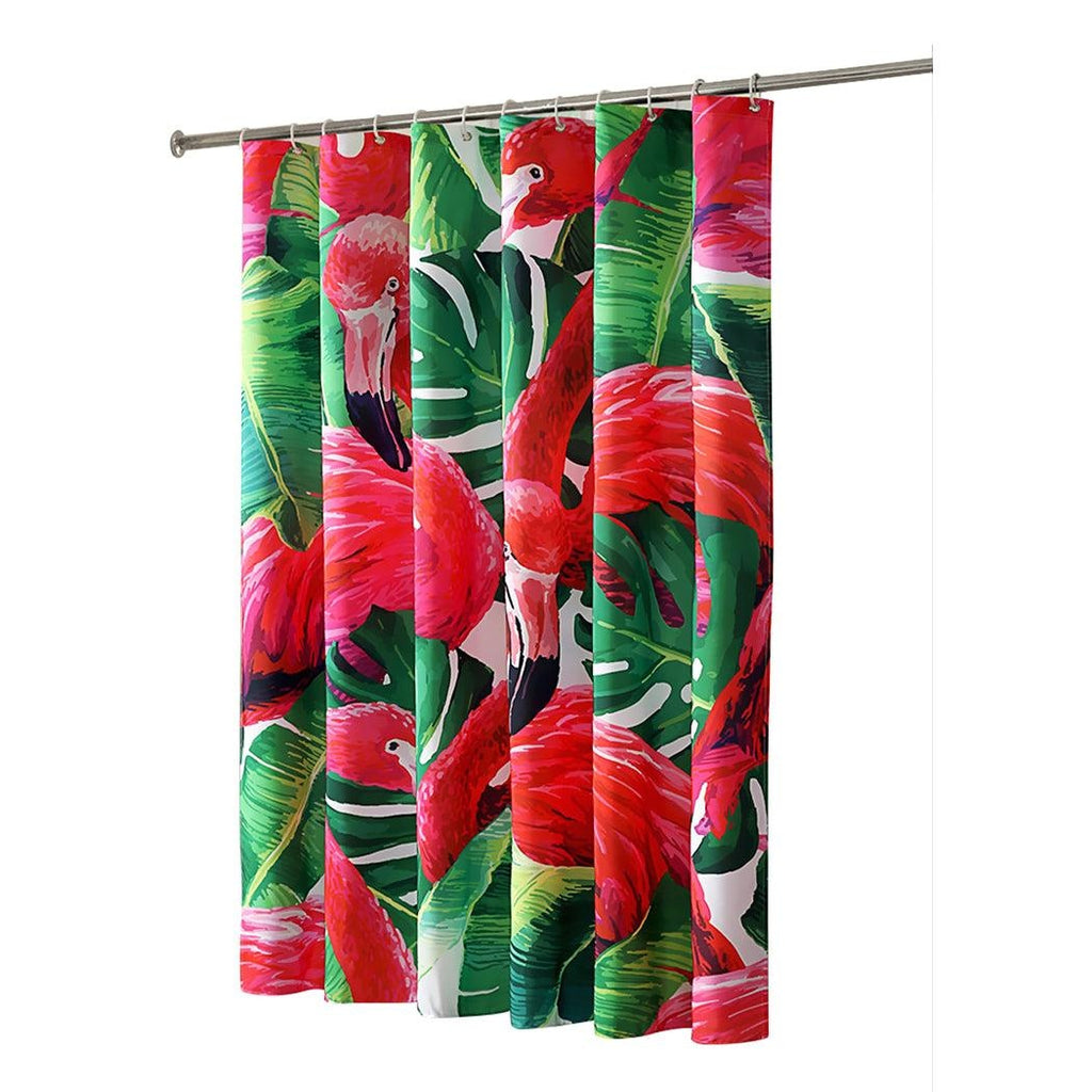 180x200cm Flamingo Print Waterproof Bathroom Shower Crutain with 12 Hooks Deals499