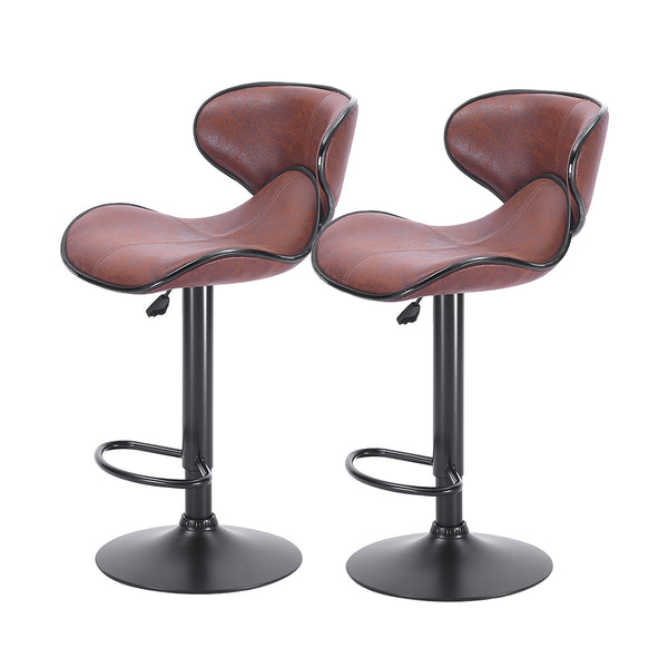 2x Bar Stools Stool Kitchen Chairs Swivel PU Leather Industrial Furniture Brown Deals499