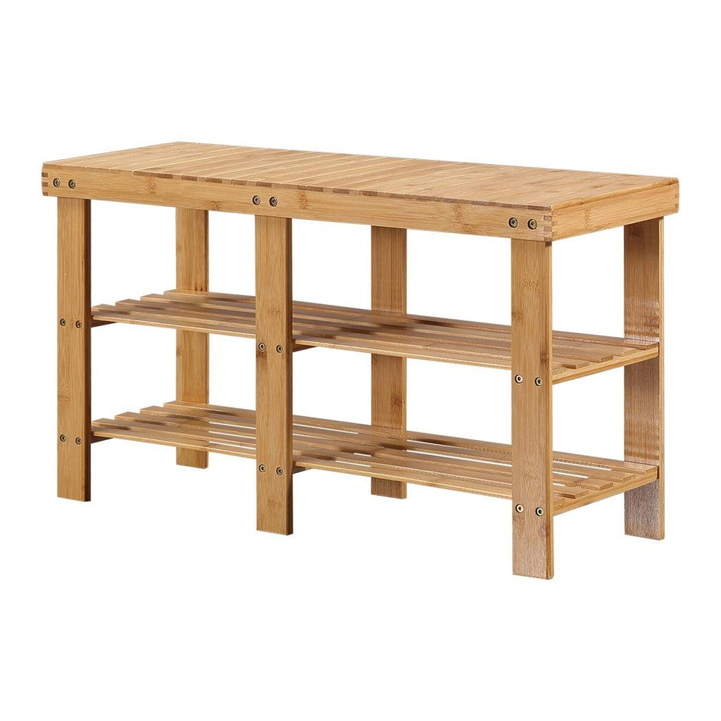 Bamboo Shoe Rack Stand Bench 3 Tier Cabinet Shoes Storage Shelf Organiser 81cm Deals499