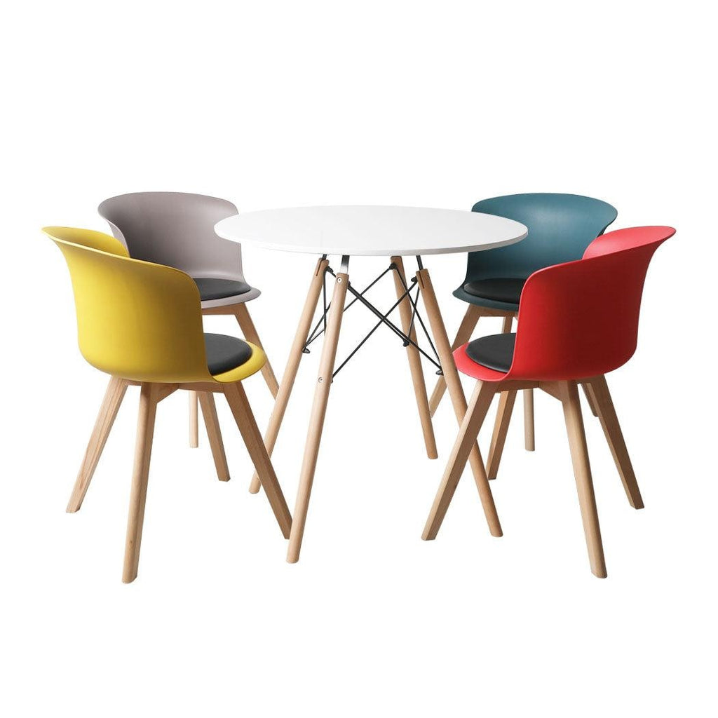 Office Meeting Table Chair Set 4 PU Leather Seat Dining Tables Chair Round Desk Type 6 Deals499
