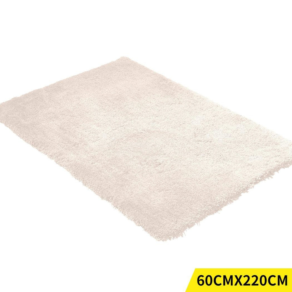 Ultra Soft Anti Slip Rectangle Plush Shaggy Floor Rug Carpet in Beige 60x220cm Deals499