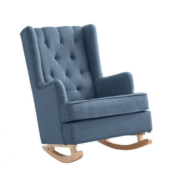 Levede Rocking Chair Chairs Armchair Fabric Lounge Recliner Feeding Rocker Blue Deals499