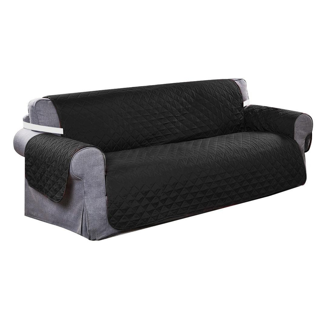 Sofa Cover Couch Lounge Protector Quilted Slipcovers Waterproof Black 335cm x 218cm Deals499