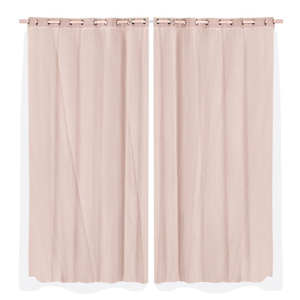 2x Blockout Curtains Panels 3 Layers with Gauze Room Darkening 240x213cm Rose Deals499