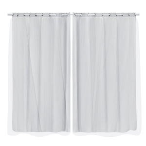 2x Blockout Curtains Panels 3 Layers with Gauze Room Darkening 180x230cm Grey Deals499