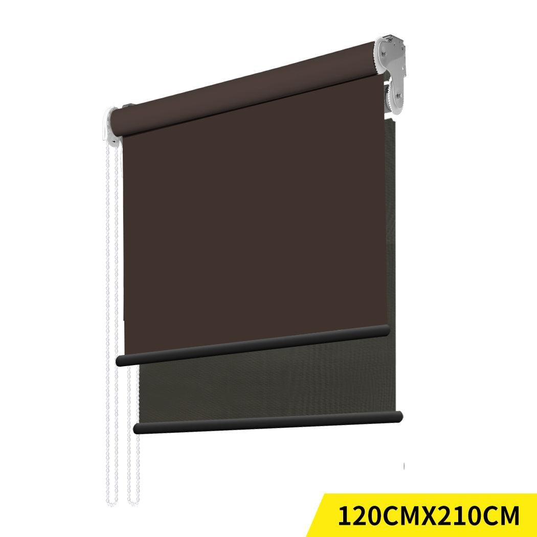 Modern Day/Night Double Roller Blinds Commercial Quality 120x210cm Coffee Black Deals499