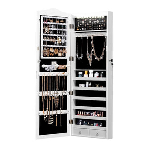 Mirror Jewellery Cabinet Makeup Storage Ear Ring Necklace Box With Led Light New Deals499