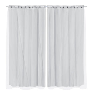 2x Blockout Curtains Panels 3 Layers with Gauze Room Darkening 240x230cm Grey Deals499