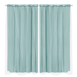 2x Blockout Curtains Panels 3 Layers with Gauze Room Darkening 240x230cm Aqua Deals499