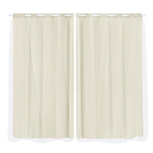 2x Blockout Curtains Panels 3 Layers with Gauze Room Darkening 180x230cm Sand Deals499