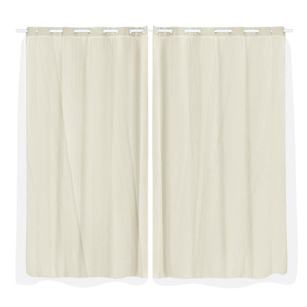 2x Blockout Curtains Panels 3 Layers with Gauze Room Darkening 180x230cm Sand Deals499