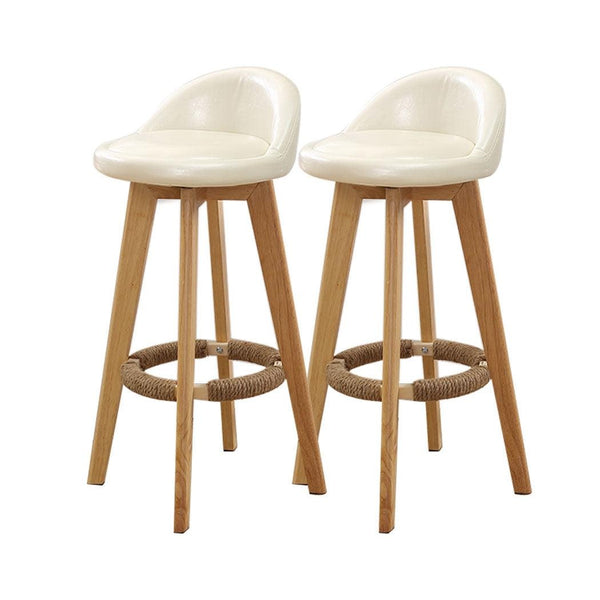 2x Levede Leather Swivel Bar Stool Kitchen Stool Dining Chair Barstools Cream Deals499