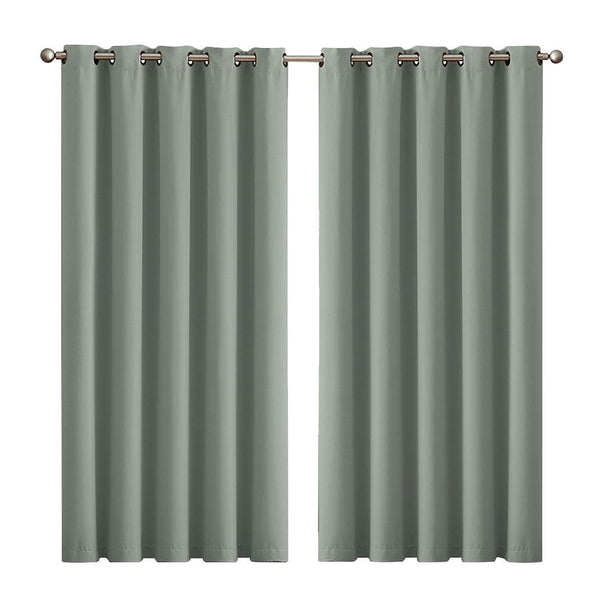 2x Blockout Curtains Panels 3 Layers Eyelet Room Darkening 180x230cm Grey Deals499