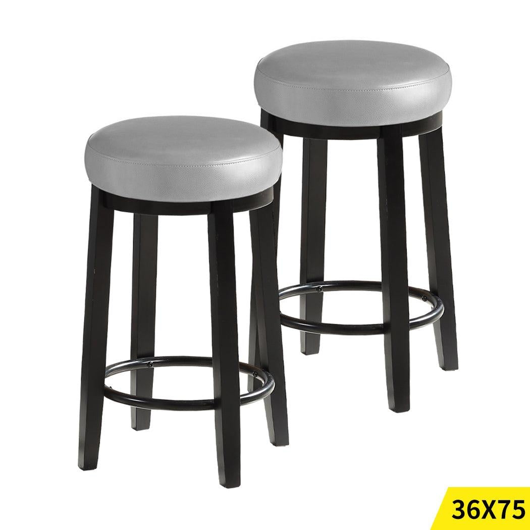 2x Levede 75cm Swivel Bar Stool Kitchen Stool Wood Barstools Dining Chair Grey Deals499