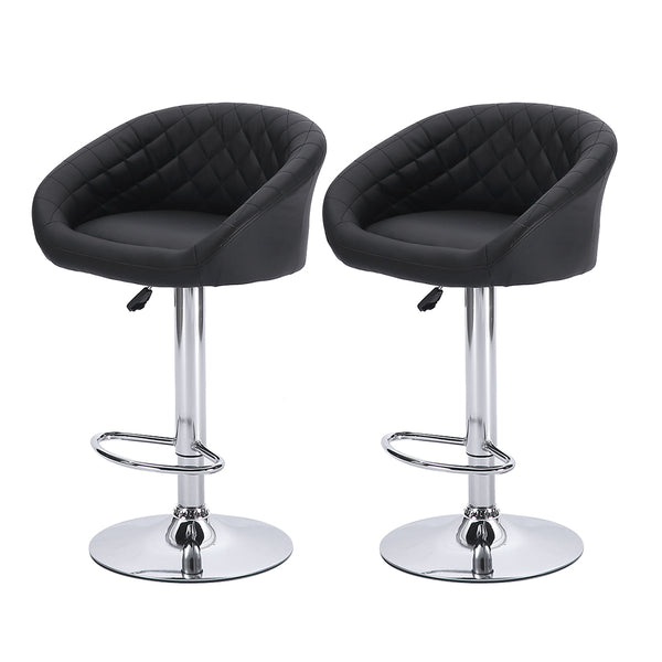 2x Bar Stools Stool Kitchen Chairs Swivel PU Leather Metal Furniture Black Deals499