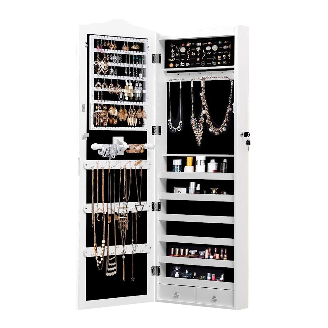 Mirror Jewellery Cabinet Makeup Storage Ear Ring Necklace Box with Drawers 2 Way Deals499