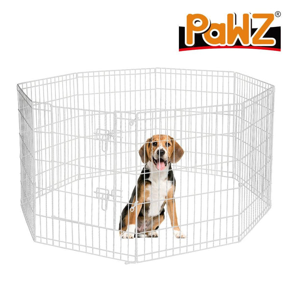 PaWz Pet Dog Playpen Puppy Exercise 8 Panel Enclosure Fence Silver With Door 30" Deals499