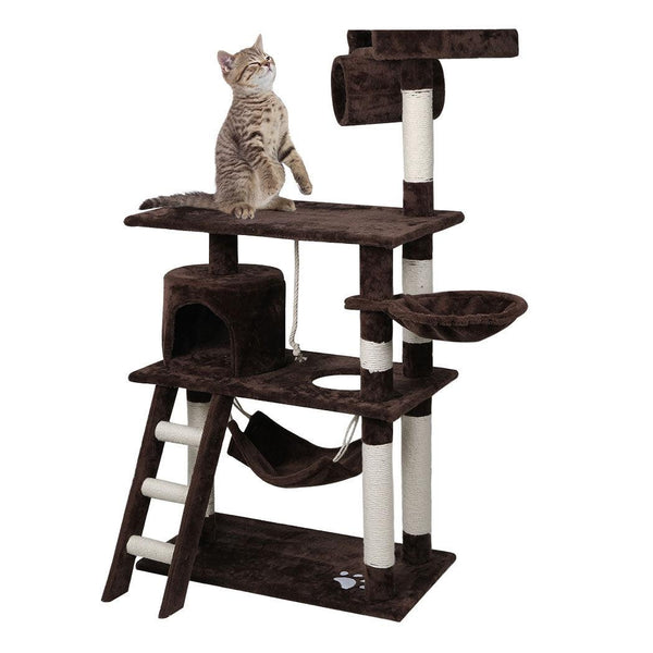 Cat Tree Beastie Scratching Post Pet Scratcher Condo Tower 140cm Dark Brown Deals499