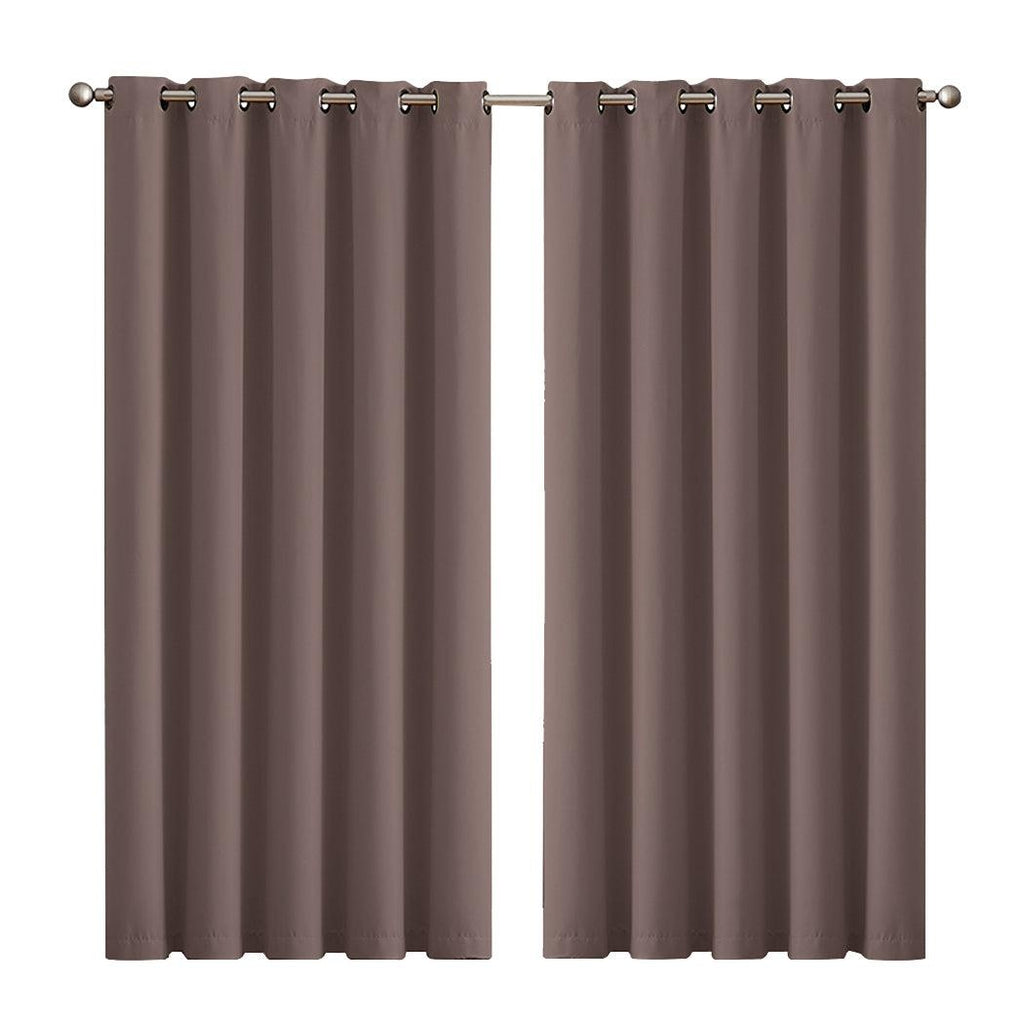 2x Blockout Curtains Panels 3 Layers Eyelet Room Darkening 180x230cm Taupe Deals499